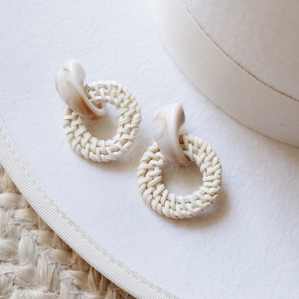 “Lexie” Woven Bamboo Earrings - Picture 2 of 2
